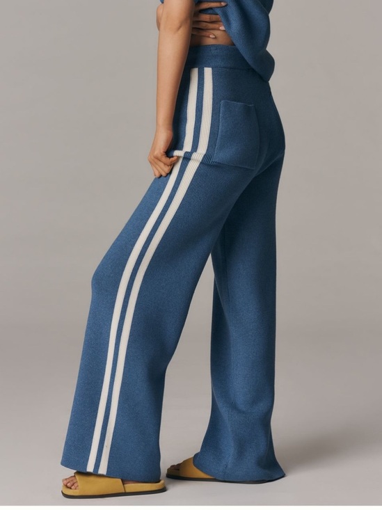Anthropologie Pants - Maeve Wide-Leg Knit Pants with Side Stripes - Blue sz M NEW